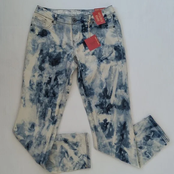 NWT Mossimo Tie Dye Fit 6 Coupe 6 Super Stretch Denim Legging Junior 9 Blue Boho - Picture 1 of 16